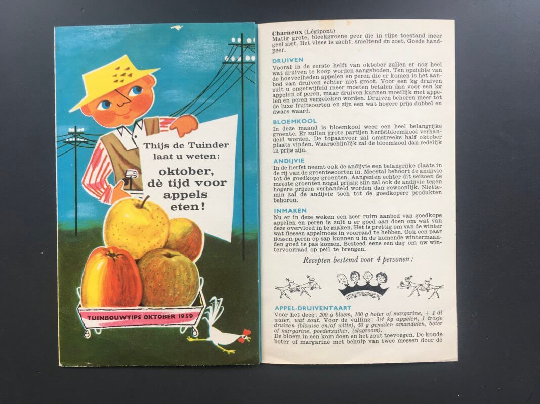 “Ik heb opoe nooit een appel zien eten.” Reclamefolder uit 1959. Foto: Dik Binnendijk