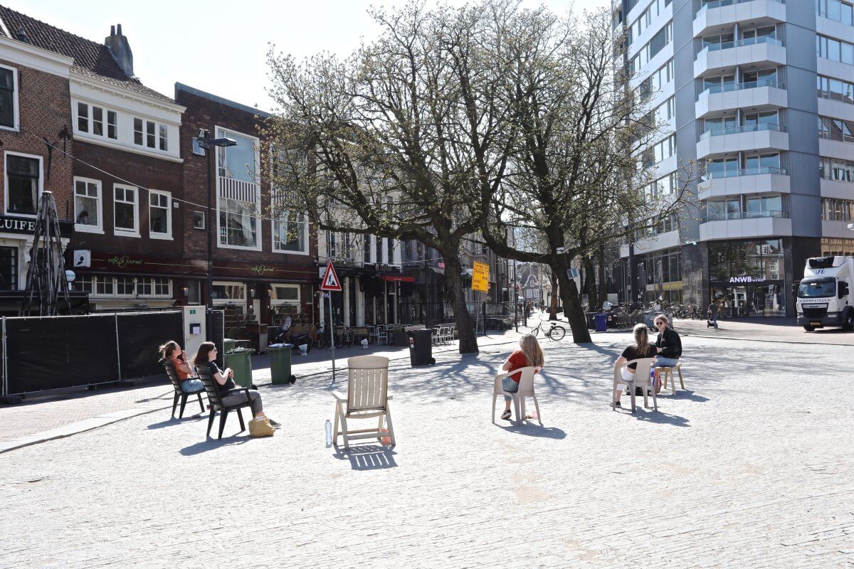 Een stille Neude in coronatijd 2020. Foto: Ton van den Berg