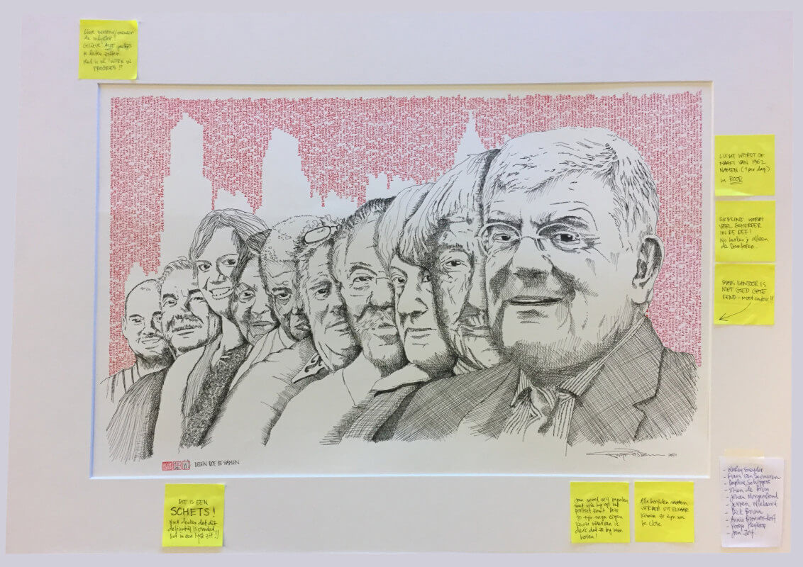 Jan van Zanen en Utrechters, getekend door Fedor van Rossem.