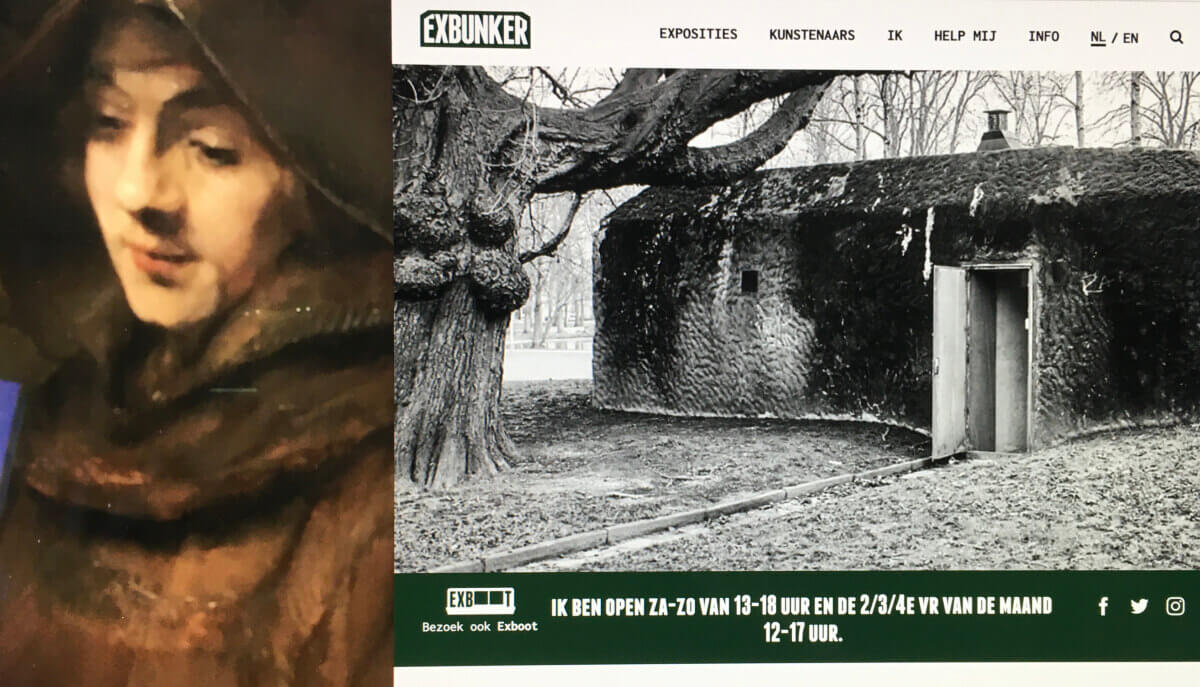 De ‘kale’ commandobunker uit 1943 in het Wilhelminapark (Foto van website https://exbunker.nl). Compositie: Dik Binnendijk