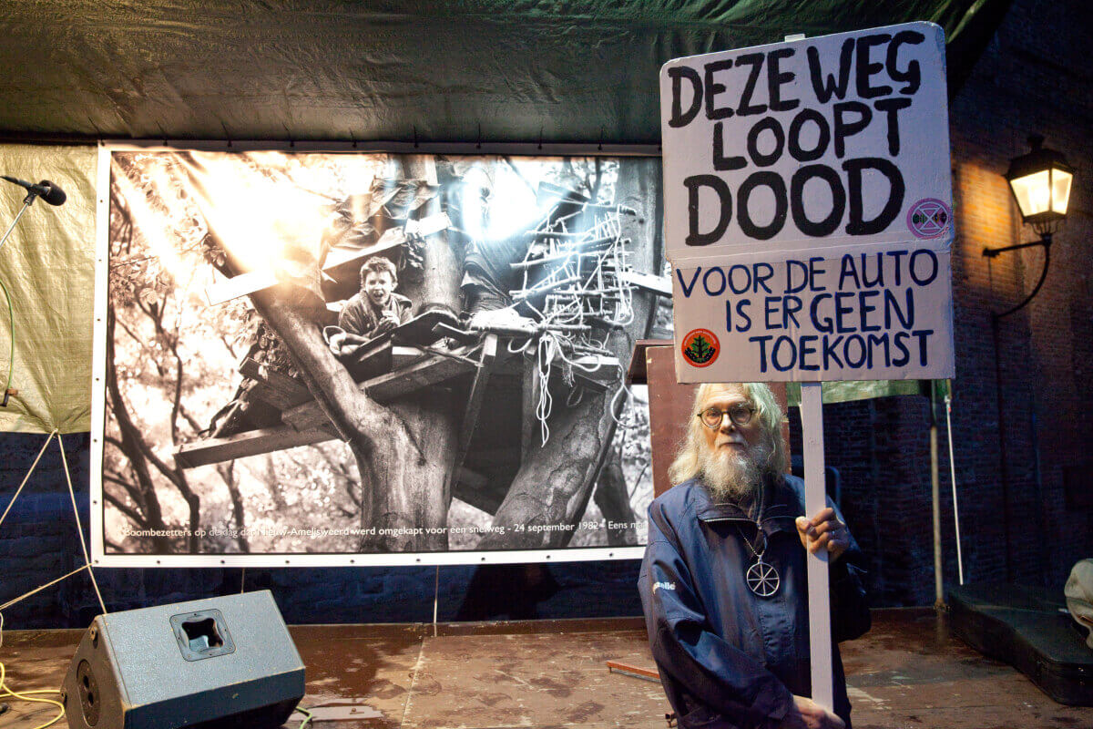 Actievoerder, afgelopen vrijdagavond op het Domplein. Foto: Rob Huibers