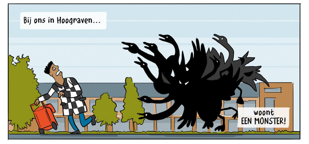 Het Monster van Hoograven. Tekening: Ronald van der Heide