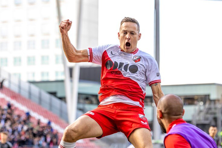 Een juichende Jens Toornstra. Foto: website FC Utrecht