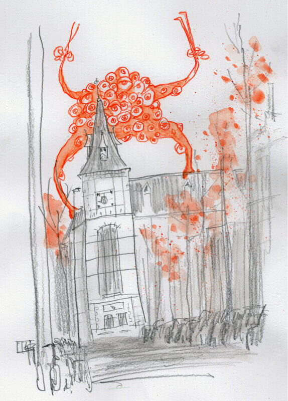 De Hyakume-achtige van de F.C. Dondersstraat. Tekening: Albo Helm