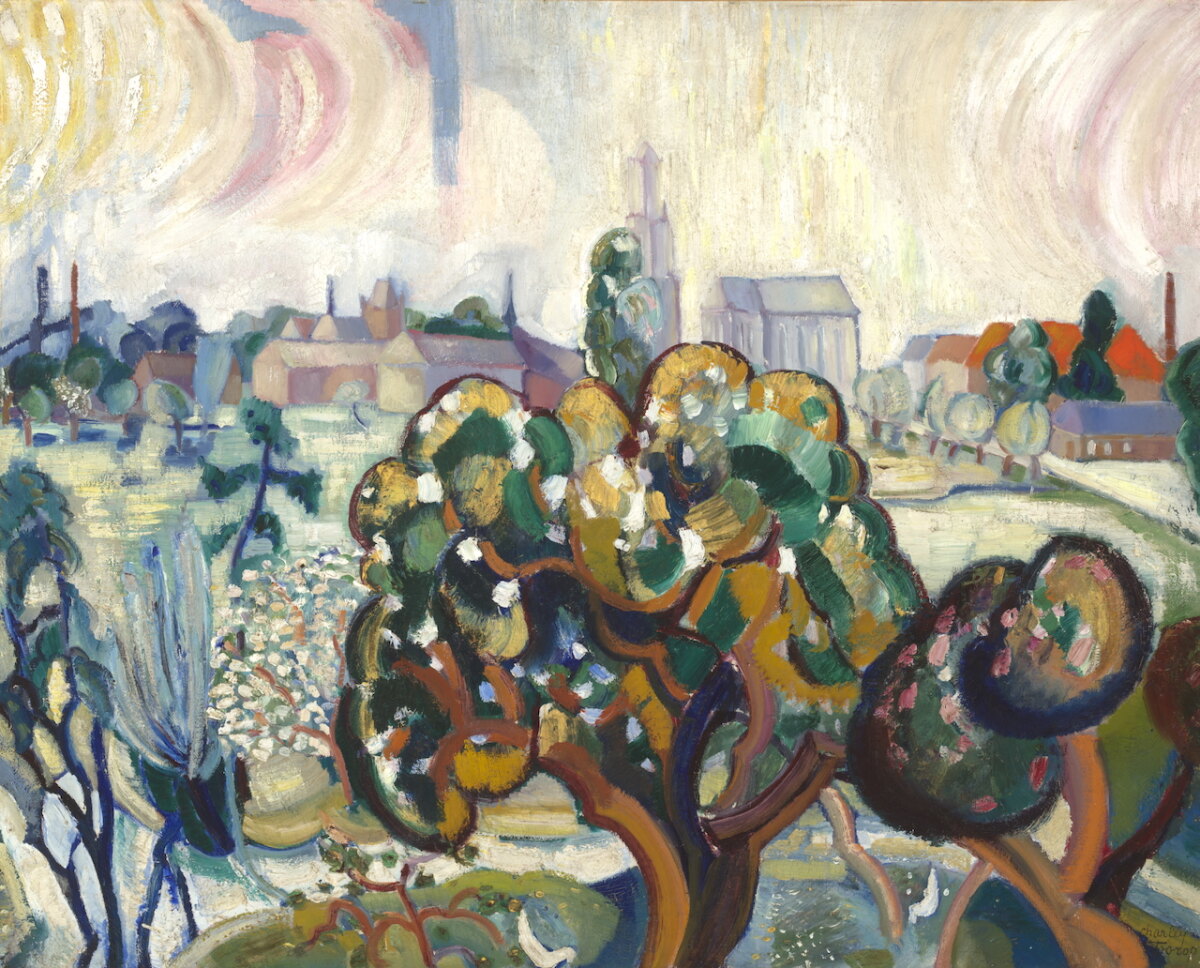 Gezicht op Utrecht met appelboom, in 1917 geschilderd door Charley Toorop. Coll. Centraal Museum