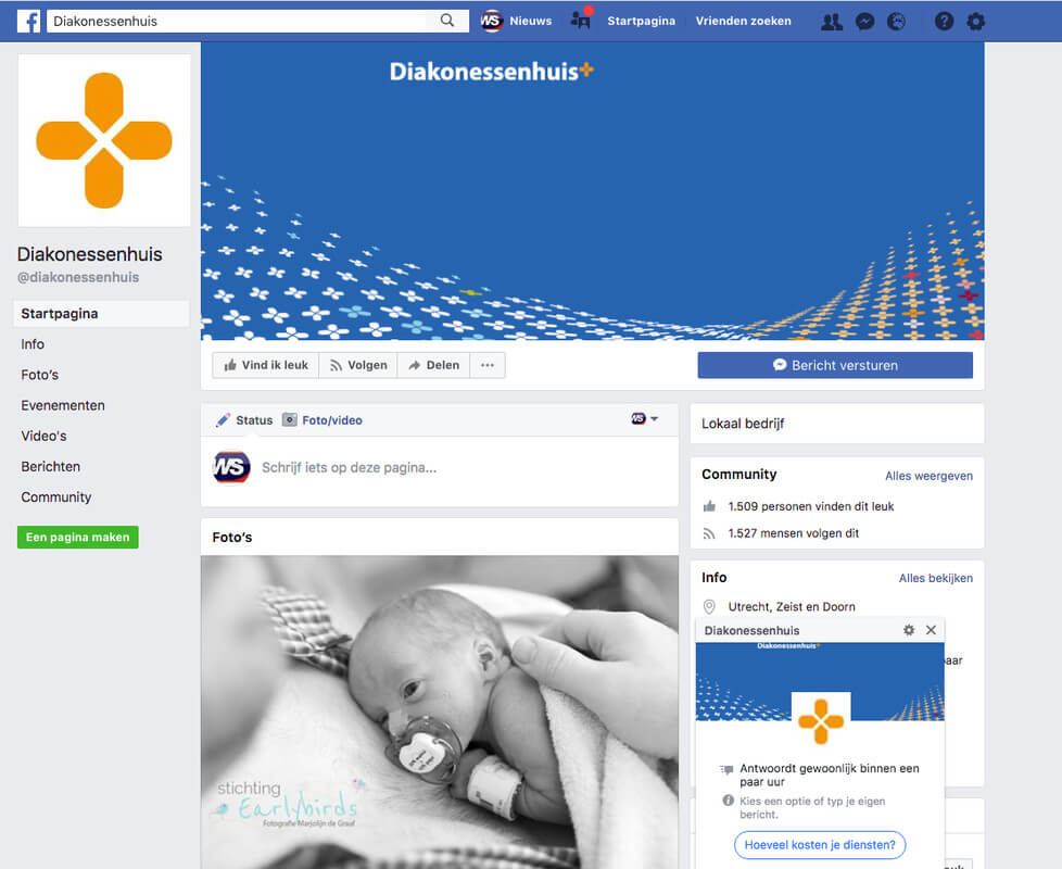 Facebookpagina van het Diak.