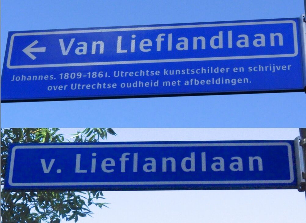 Straatnaambordjes met en zonder tekst en uitleg. Foto: Ton van den Berg