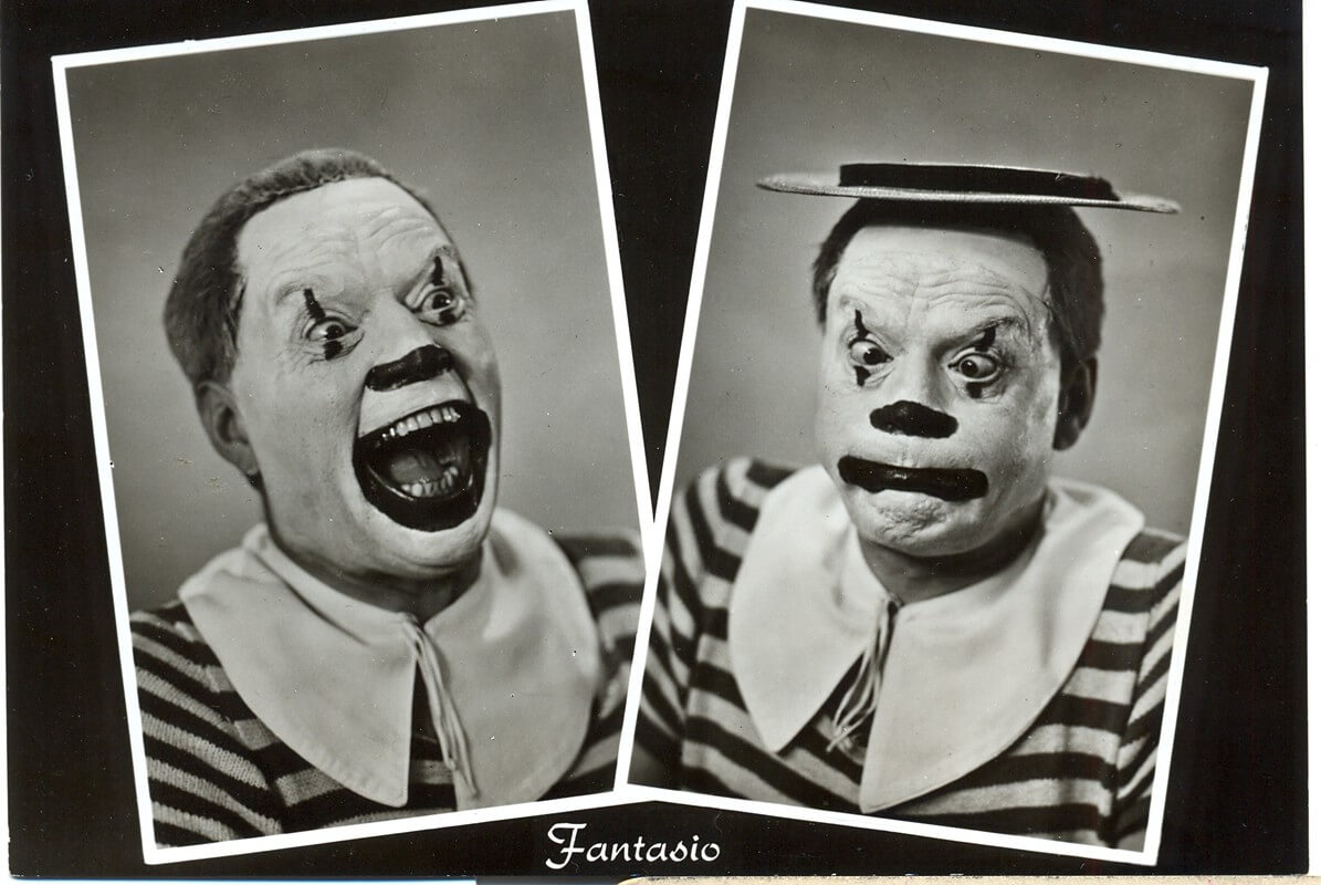 De Utrechtse clown uit de jaren vijftig: Fantasio - eng of niet. Foto: archief Joop Reynolds