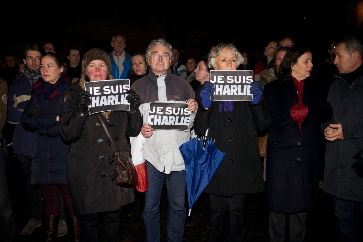 Utrechters spreken zich uit tegen de aanslag in Parijs in januari. Foto: Ton van den Berg