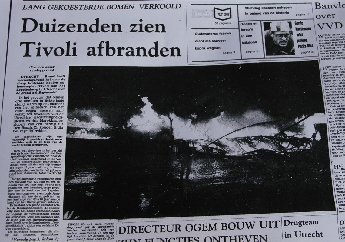 Nieuws in het UN over de brand in Tivoli op 8 maart 1979.