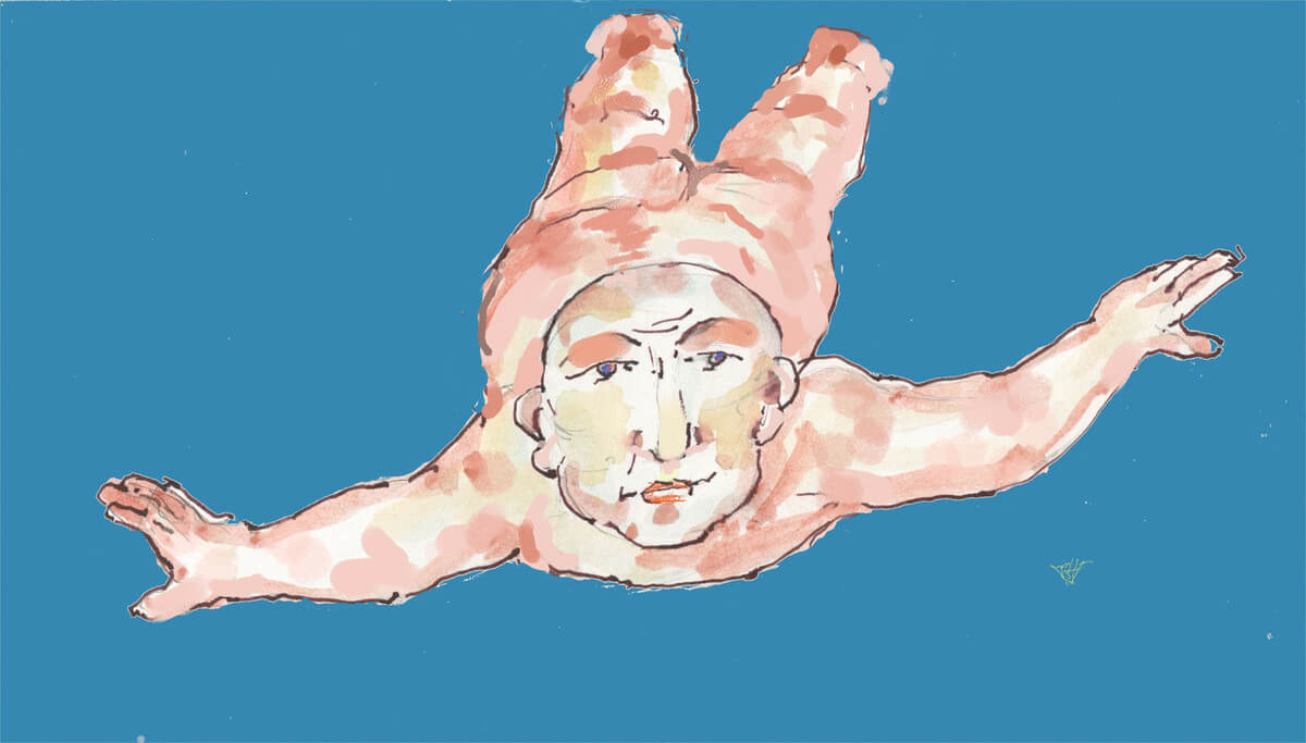 Vliegverlangen. Illustratie Theo van de Vathorst