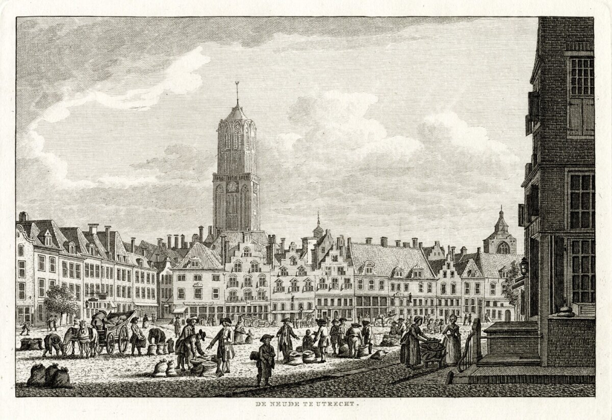 De Neude getekend door Jan Bulthuis 1788. Tekening: coll. HUA