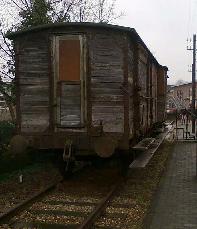 Een 'dodentransportwagon' in het Spoorwegmuseum. Foto: V. Oldenborg