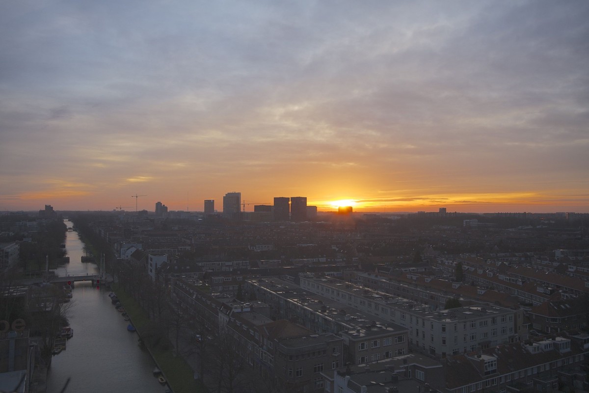 Utrecht, gezien vanaf de Watertoren bij de Helling, op weg in 2016. Foto: Ton van den Berg