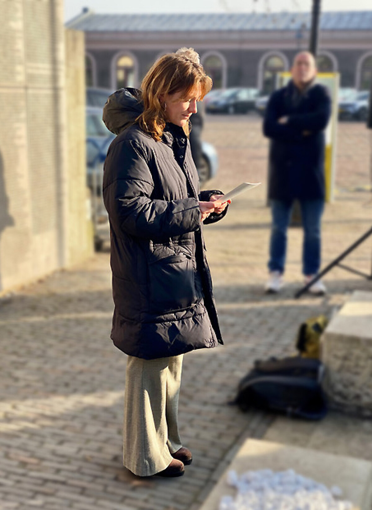 Eva Oosters op 25 januari 2026 bij de Utrechtse Holocaustherdenking (foto: Harold van Voorst)