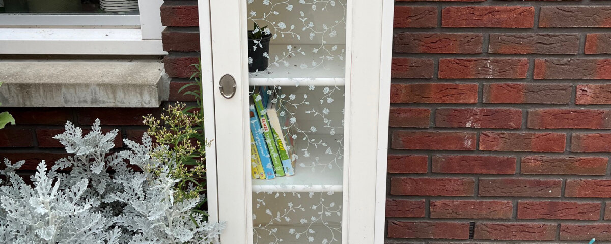 Ook boeken in dit leuke kastje in de A.H.G. Fokkerstraat. Foto: Ellen van Aken