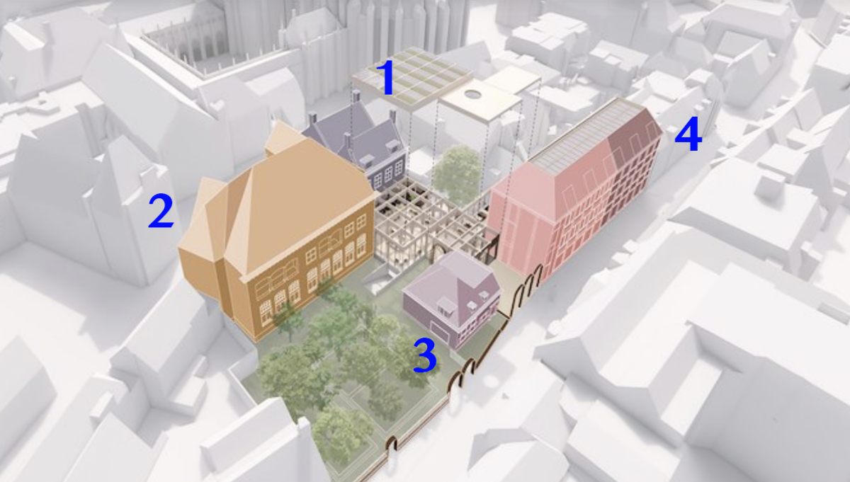 De gebouwen liggen aan Achter de Dom en Achter Sint Pieter. Afbeelding: DP6 (bewerking: Nieuws030)