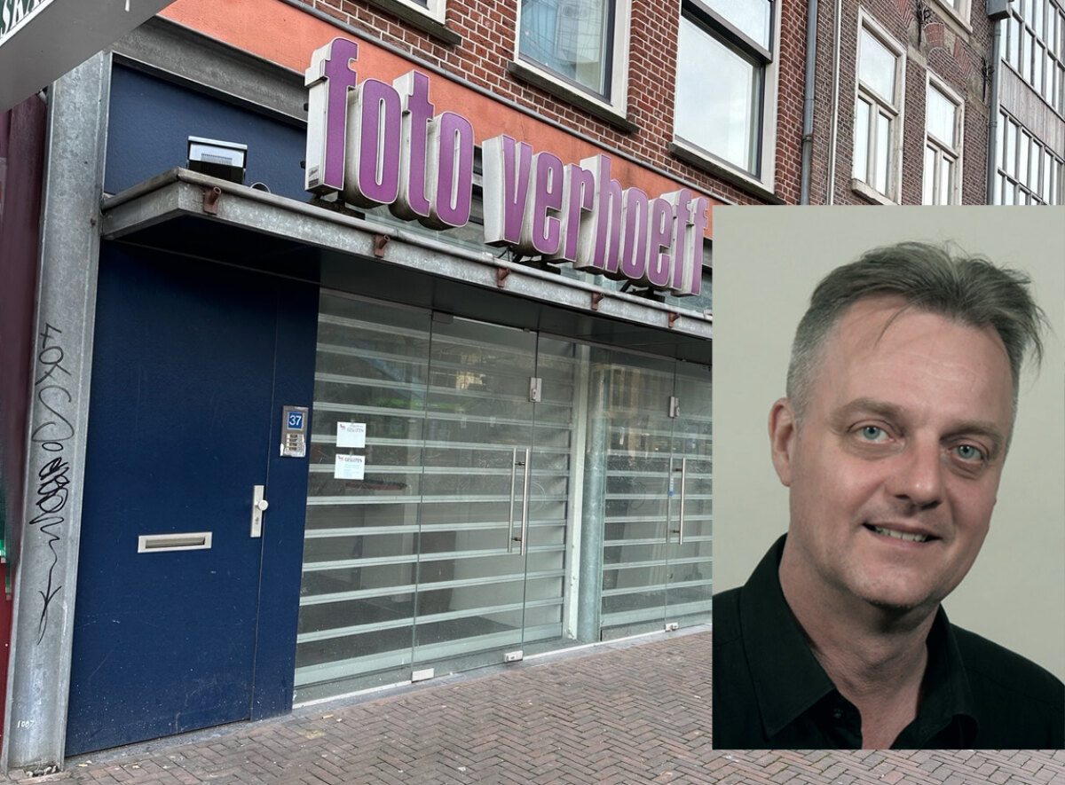 Geert Bloemsma (foto van rouwkaart) en zijn zaak Foto Verhoeff (foto DB)