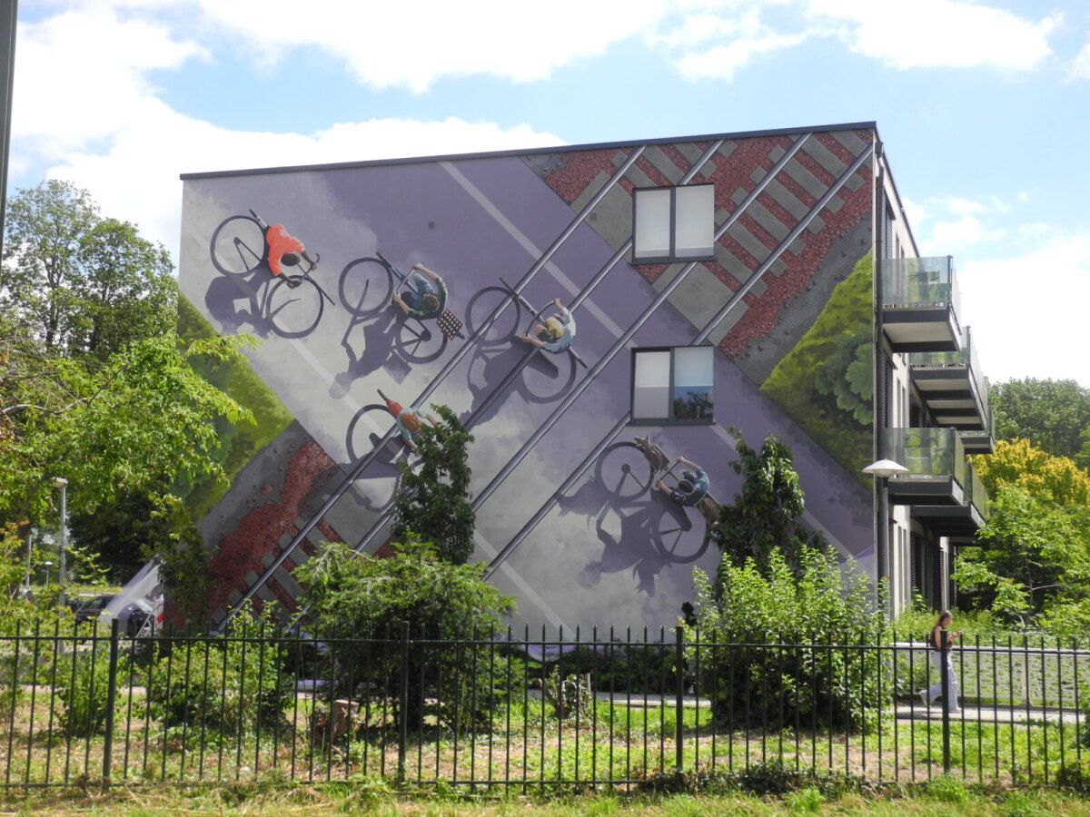 De nieuwe muurschildering op de Huizingalaan. Foto; JvW