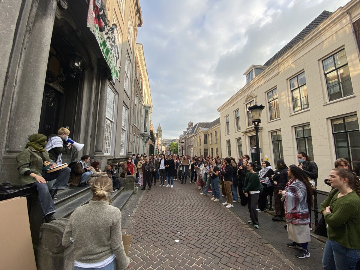 Pro-Palestina-demonstranten voerden actie op de Drift. Foto: JT