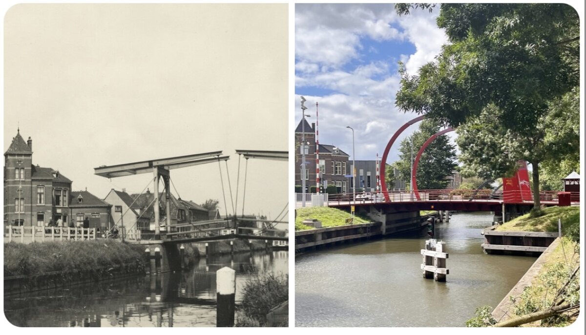 De Rode Brug in 1951 en in 2024.