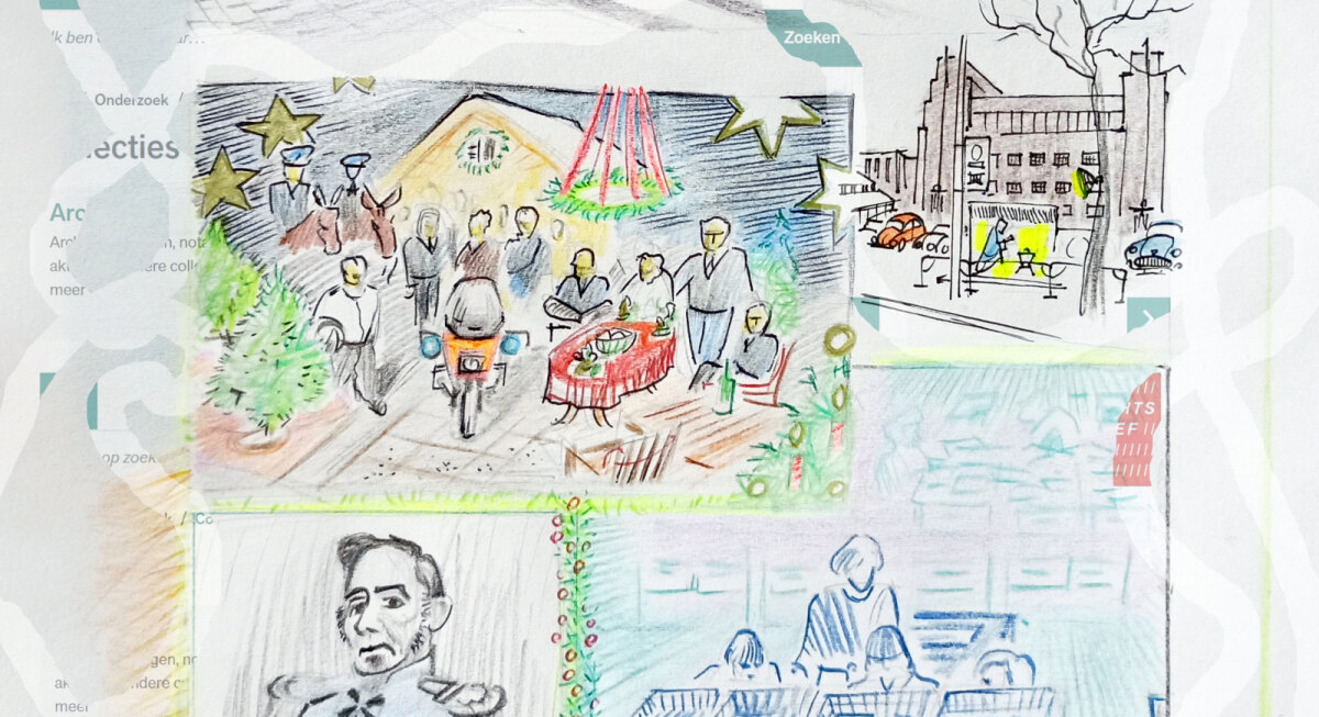 Detail van de tekening 'Kerst' van Jos Peeters