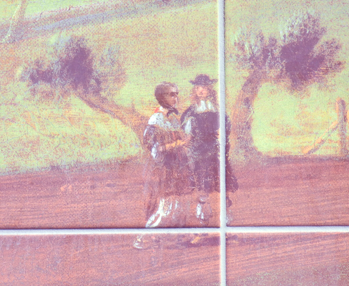 Een hippe zonnebril op een reproductie van een zeventiende eeuws schilderij. Foto: JvW