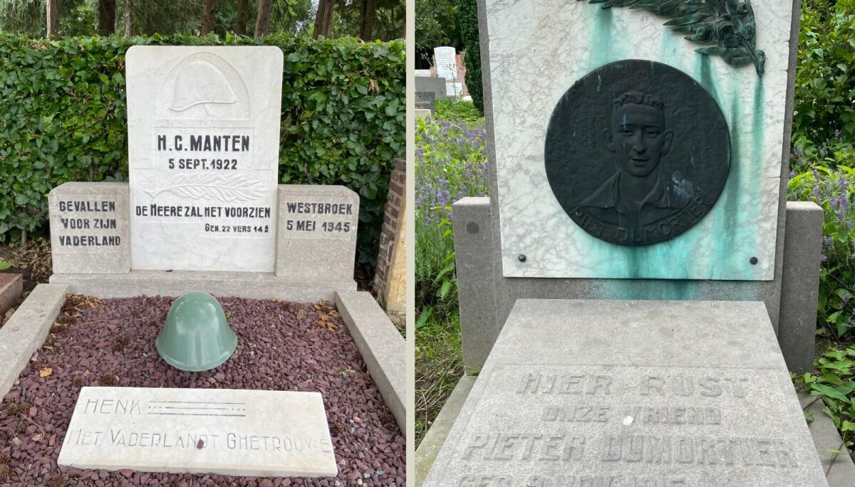 De graven van Henk Manten en Piet Dumortier op begraafplaats Tolsteeg. Foto's: Jim Terlingen