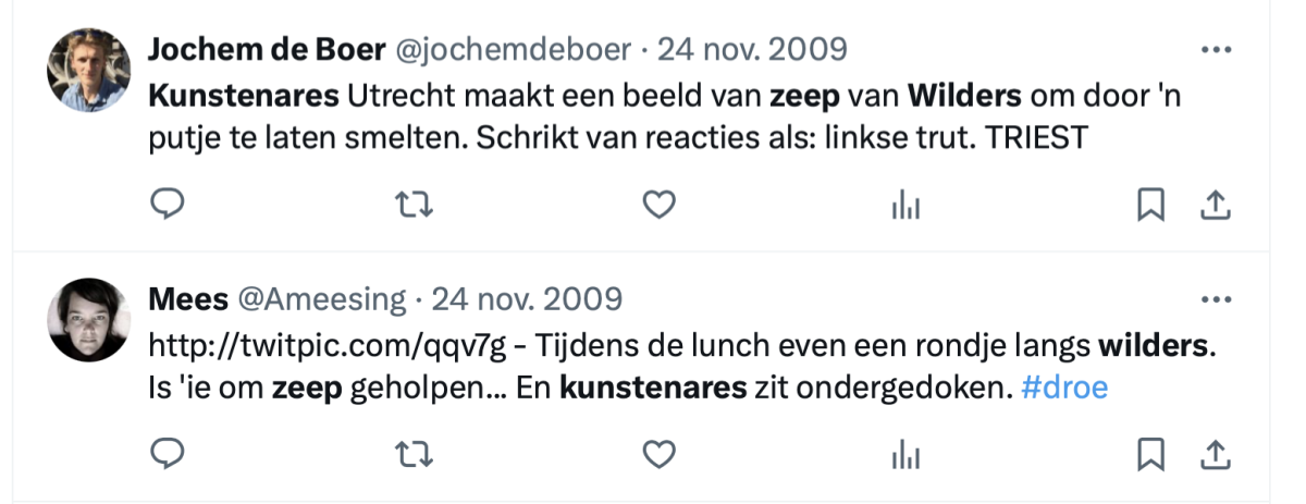 Twee reacties op twitter kort na de actie
