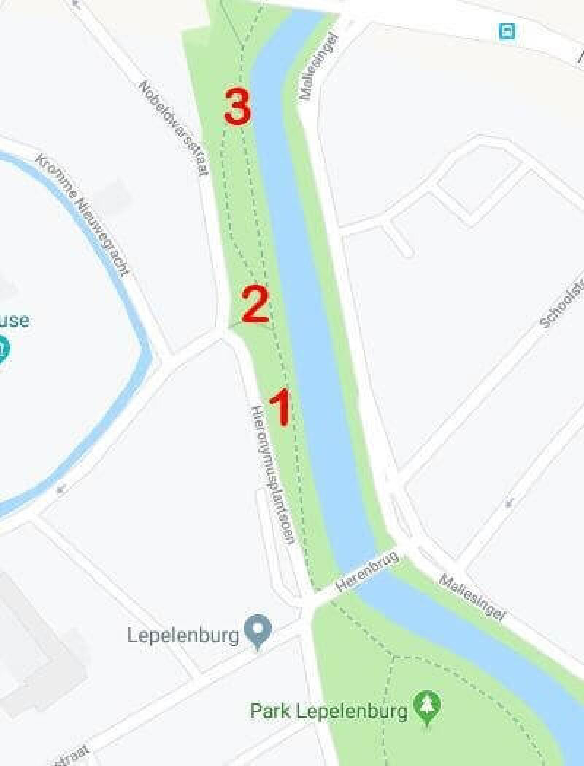 Drie plekken waar historische resten zijn.