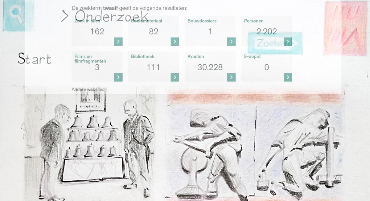 Detail van de tekening 'Twaalf' van Jos Peeters
