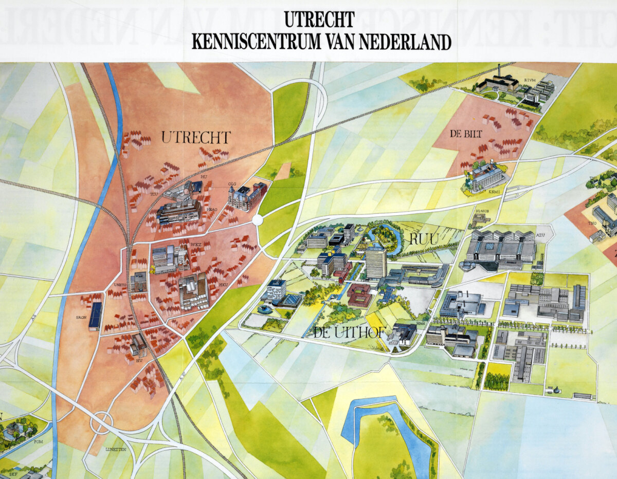 Kaart uit 1988 gemaakt door cartograaf B. Zeijlstra. Albeelding: HUA
