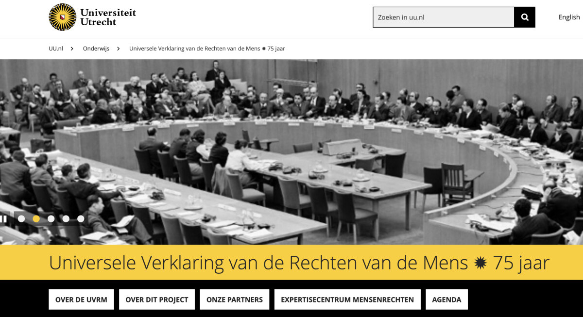 Schermafbeelding (detail) van de website van UU