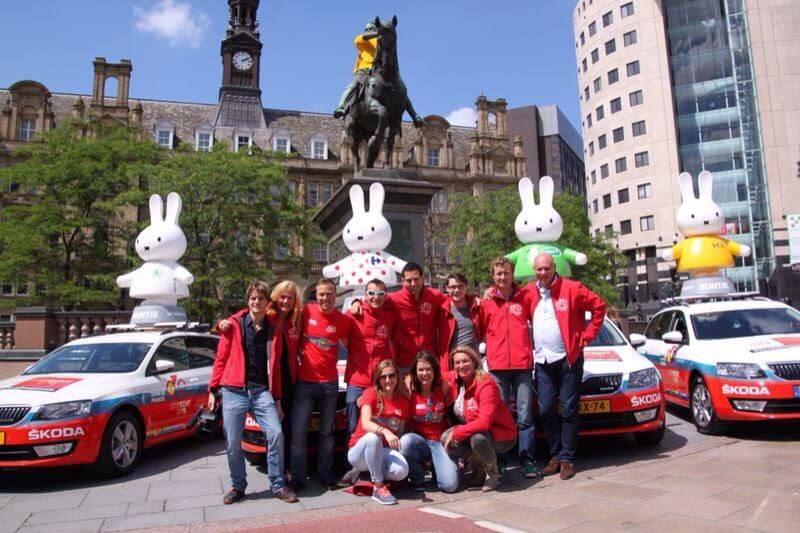 Het promotieteam van Utrecht is in Leeds. Foto: gemeente Utrecht