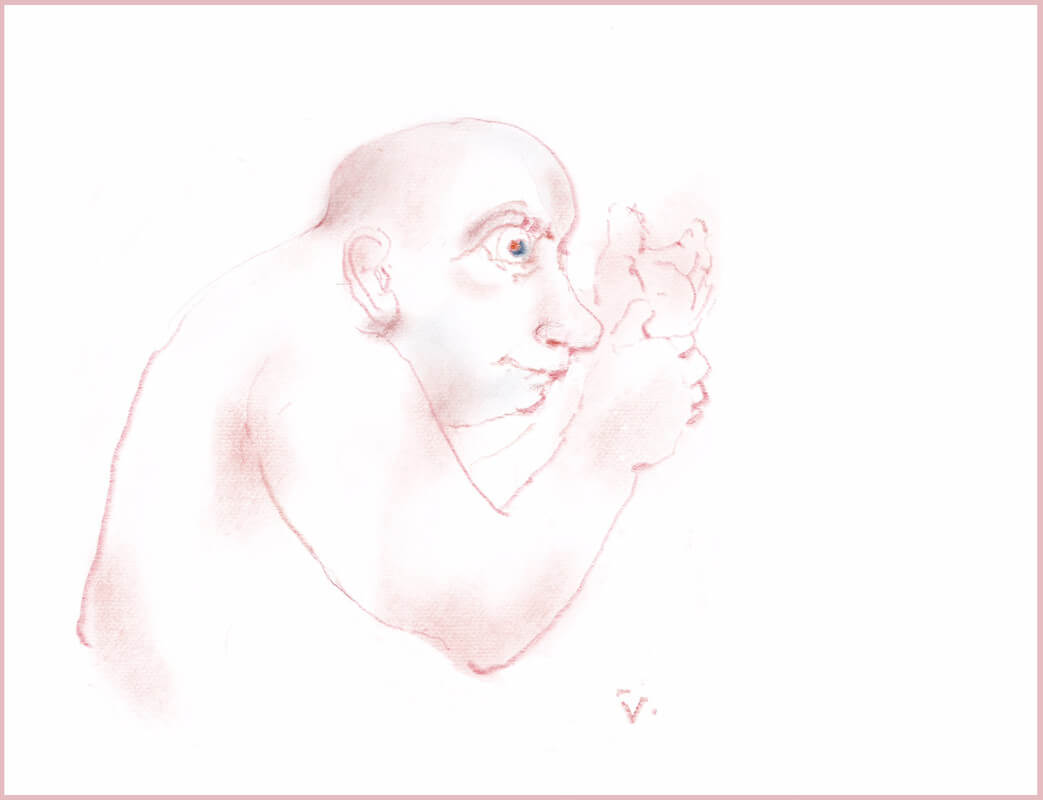 Verwarde man. Illustratie Theo van de Vathorst
