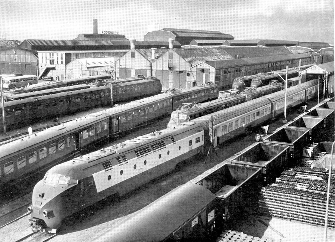 Treinen bij Werkspoor in de jaren vijftig. Foto: archief Museum van Zuilen