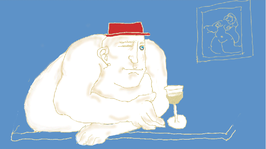 Man met de rode hoed. Illustratie Theo van de Vathorst