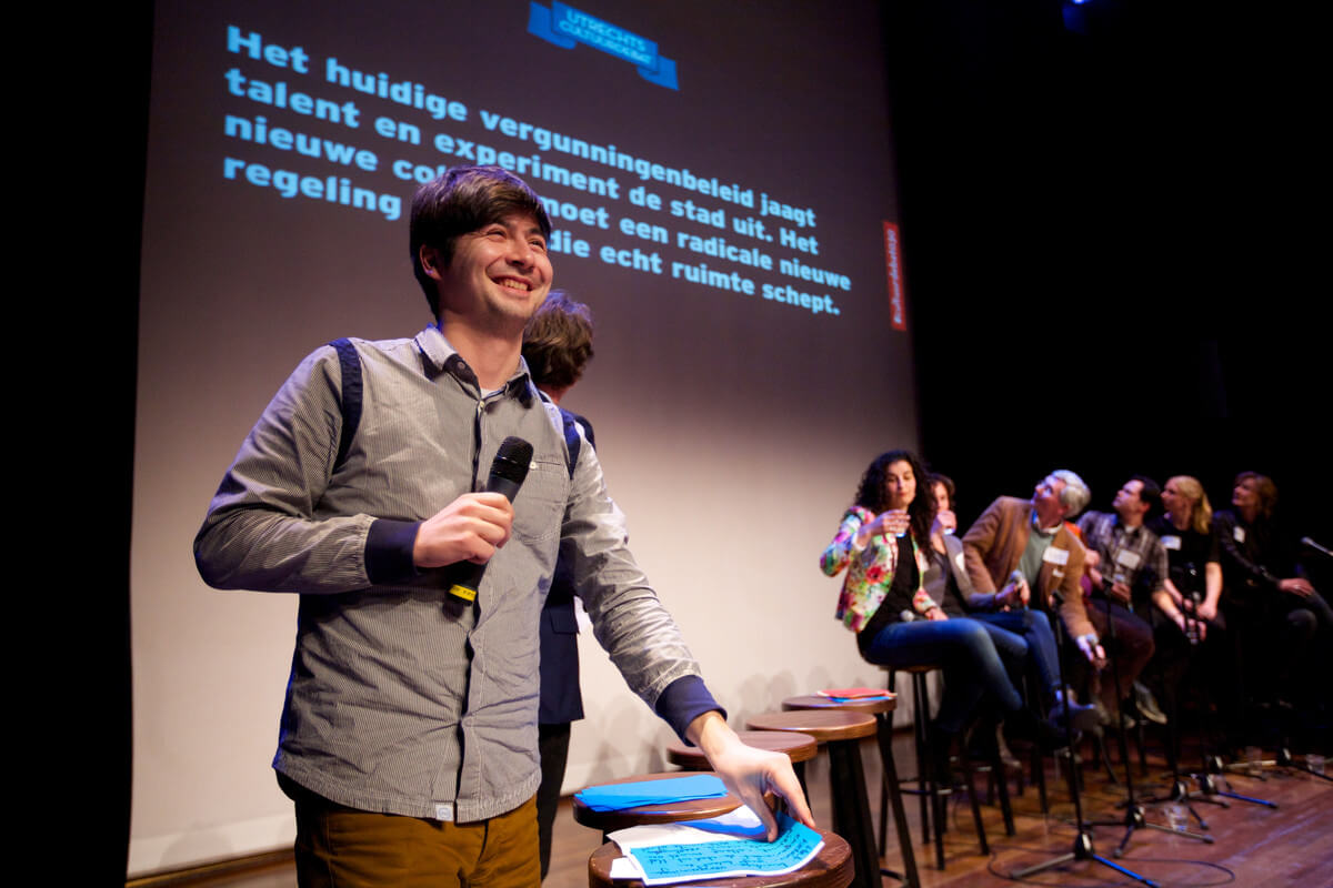 Debat Utrechts Verbond vorig jaar in theater Kikker. Foto: Utrechts Verbond