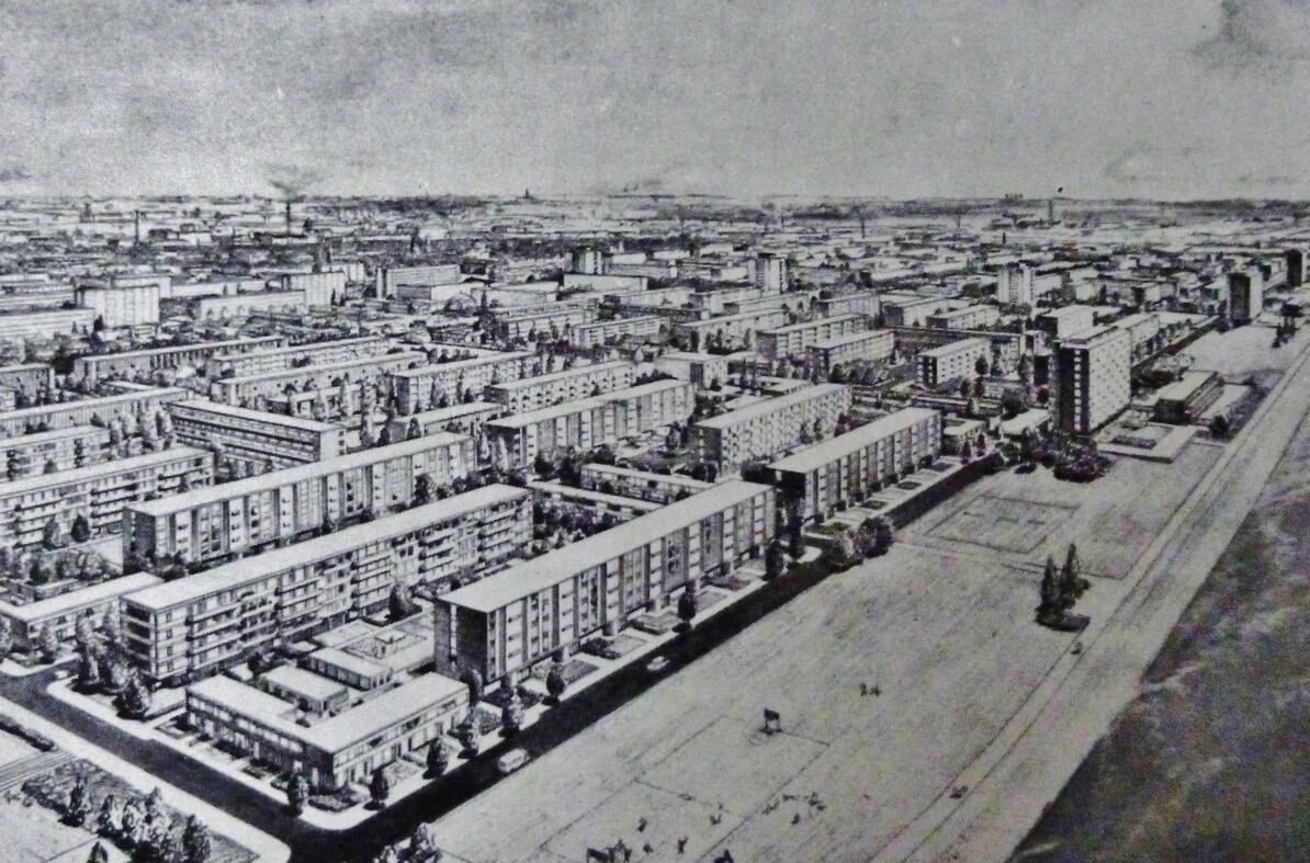 Een zogeheten artist-impression van Kanaleneiland in de jaren '50. Foto: archief