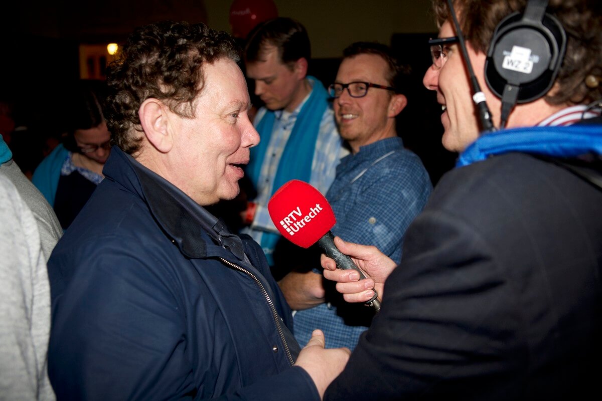 Wim Oostveen tijdens de verkiezingsavond in 2014 in het Utrechtse stadhuis. Foto: Ton van den Berg