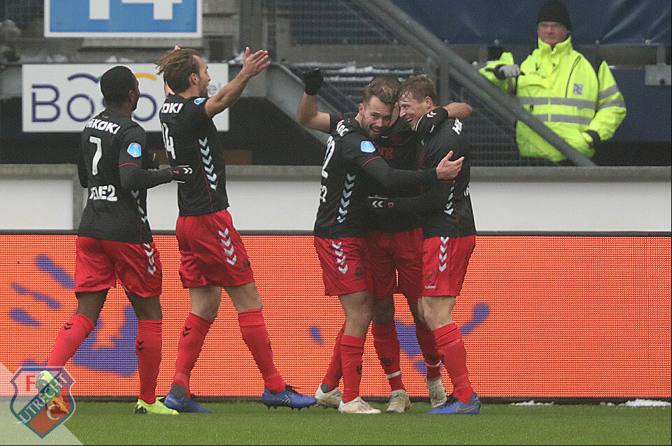 FC Utrecht viert de goals en de overwinning op Heerenveen. Foto: FC Utrecht