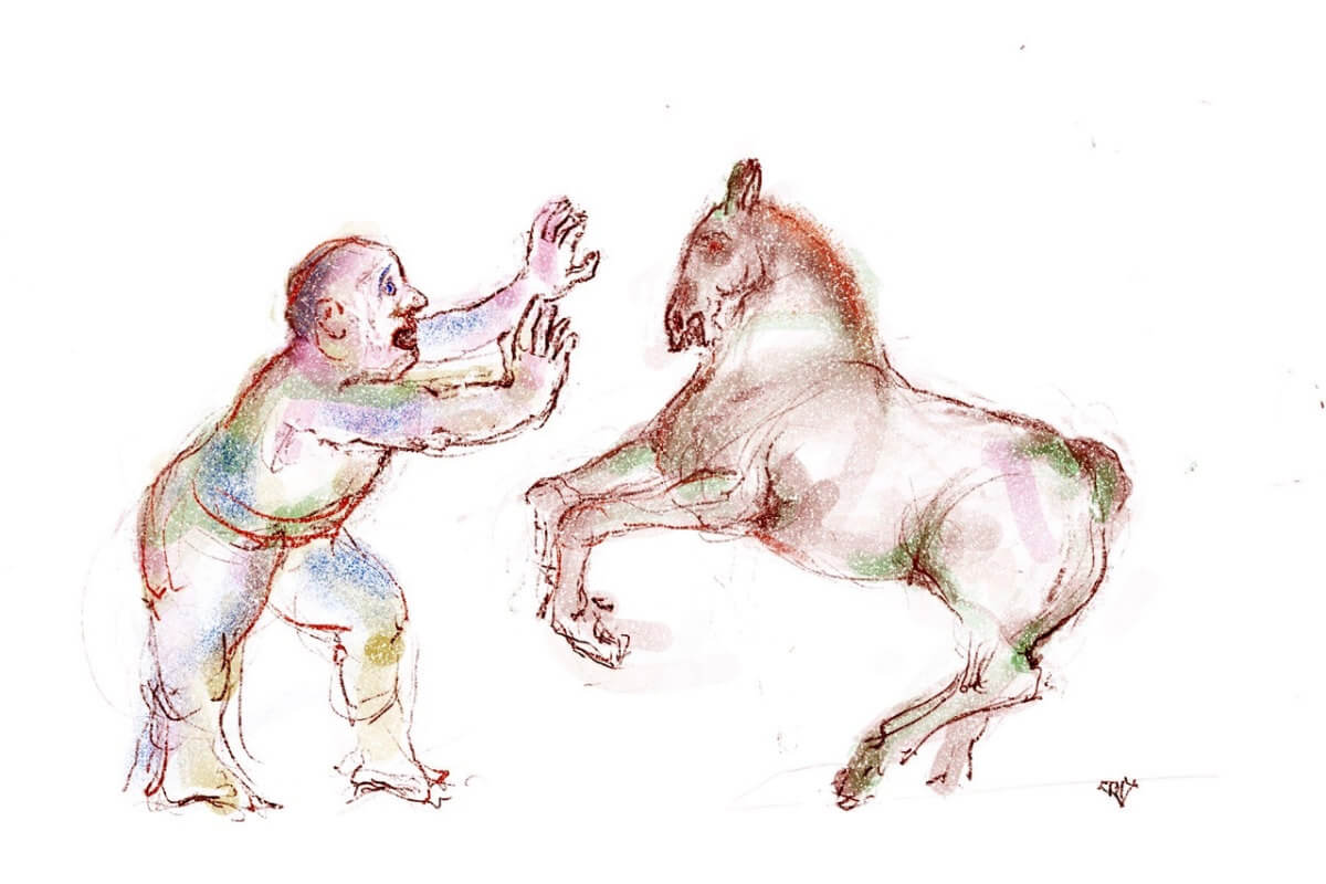 stoppen. Illustratie Theo van de Vathorst