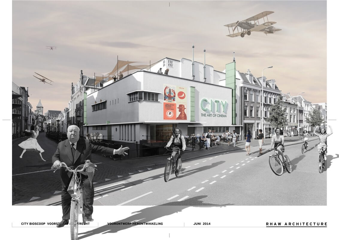 Een impressie van het nieuwe Citytheater. Illustratie-ontwerp Rolf Reichardt / RHAW architecture'.