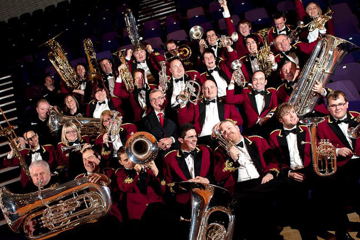 De Tredegar Town Band treedt op tijdens de Nederlandse Brassband Kampioenschappen. Foto: NBK