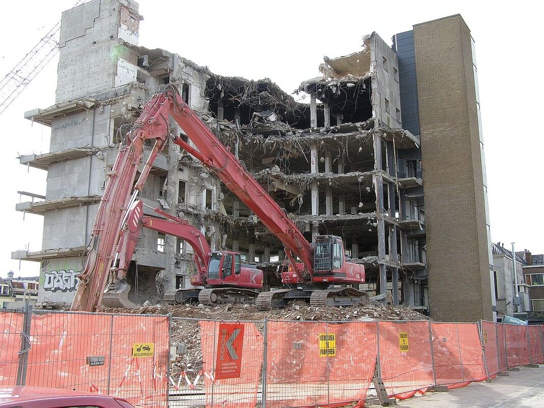 De sloop van het Wilhelmina Kinderziekenhuis in 2008. Foto W. Geijssen