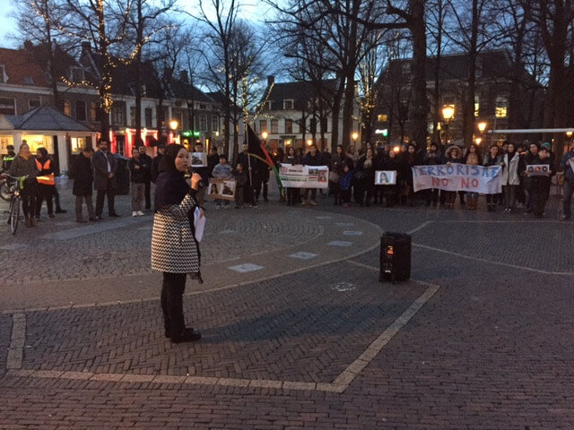 Een demonstratie tegen het terrorisme op het Janskerkhof. Foto: J. Wielaert