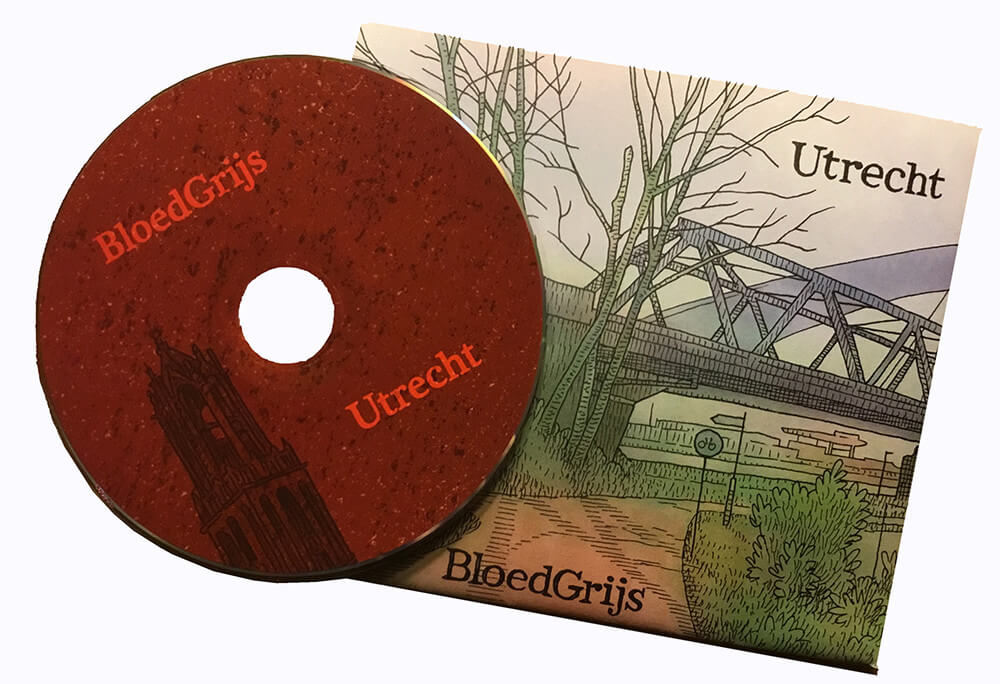 De cd 'Utrecht en het papieren hoesje, getekend door Niels Bongers. Foto: Jim Terlingen