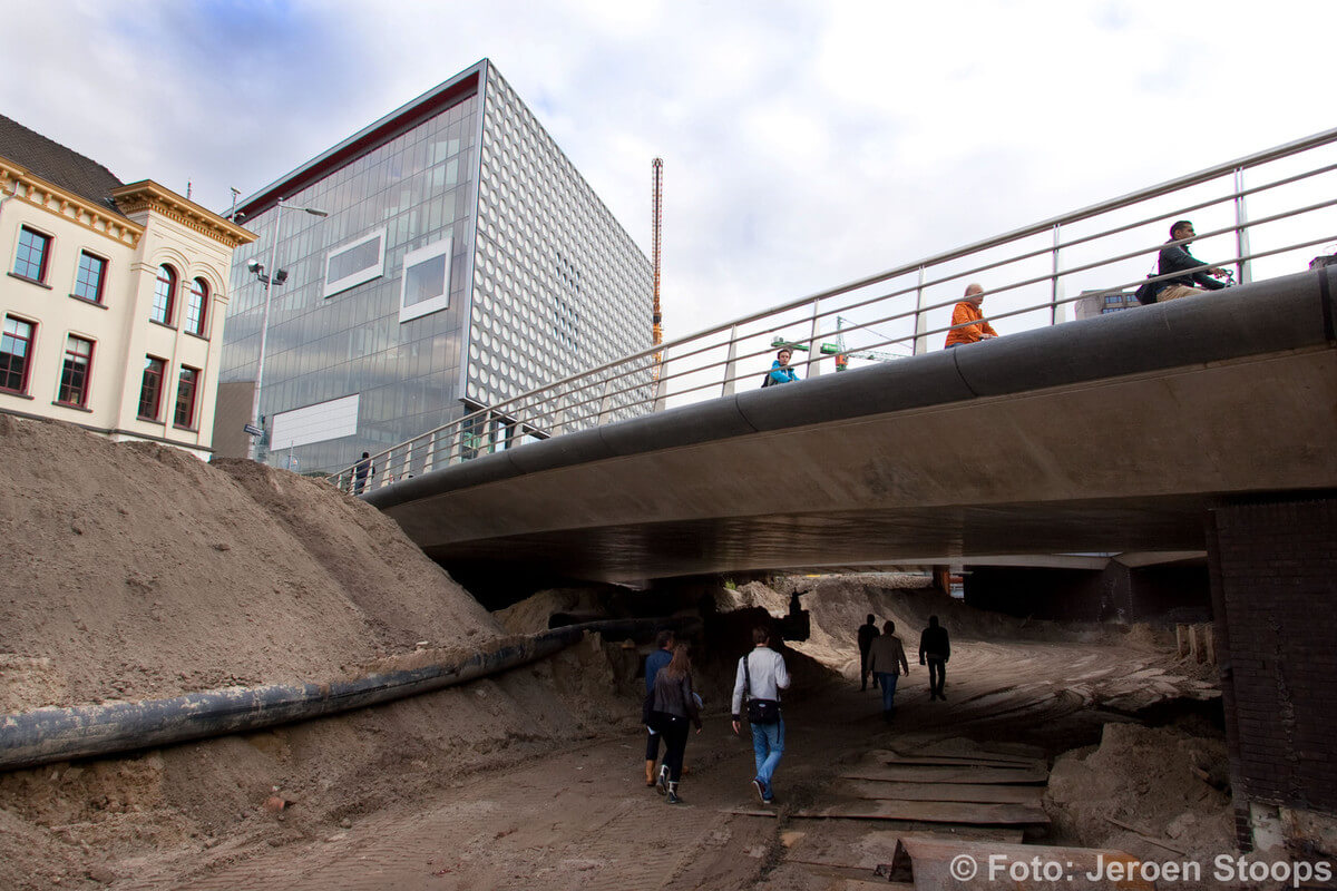 Vanaf de bodem van de singel zicht op TivoliVredenburg. Foto: Jeroen Stoops