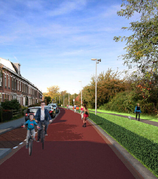 De fietsstraat zoals voorgesteld door de gemeente. Foto: gemeente Utrecht