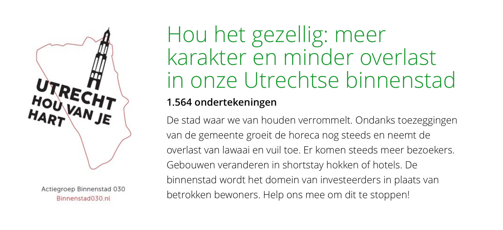 De petitie was tot vandaag 1564 keer ondertekend.